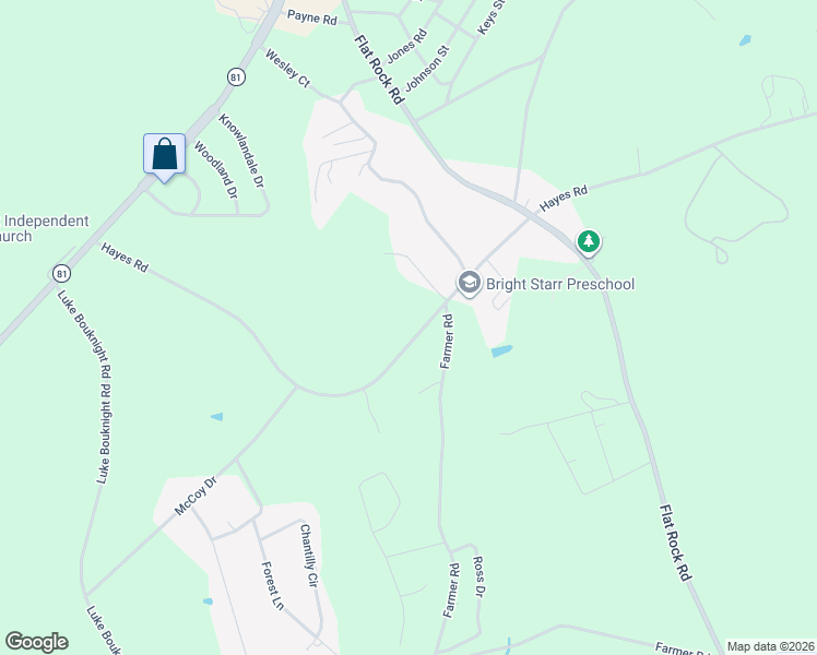 map of restaurants, bars, coffee shops, grocery stores, and more near 509 Hayes Road in Starr