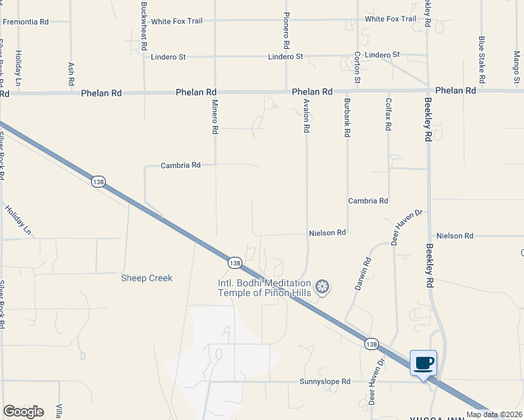 map of restaurants, bars, coffee shops, grocery stores, and more near 2825 Elsinore Road in Piñon Hills
