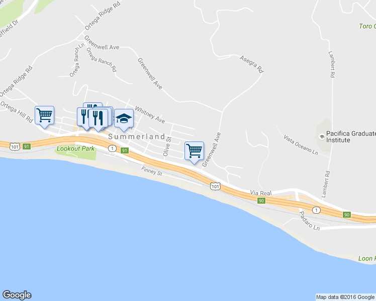 map of restaurants, bars, coffee shops, grocery stores, and more near 2554 Banner Avenue in Summerland