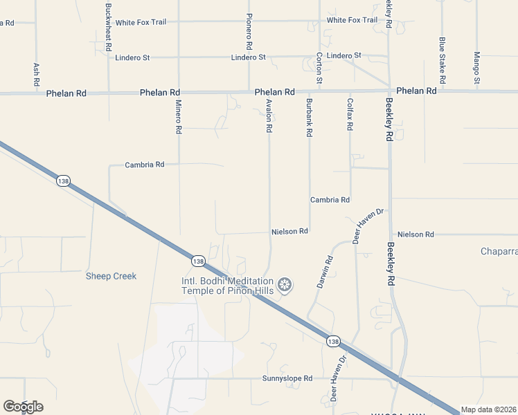 map of restaurants, bars, coffee shops, grocery stores, and more near 9372 Avalon Road in Phelan
