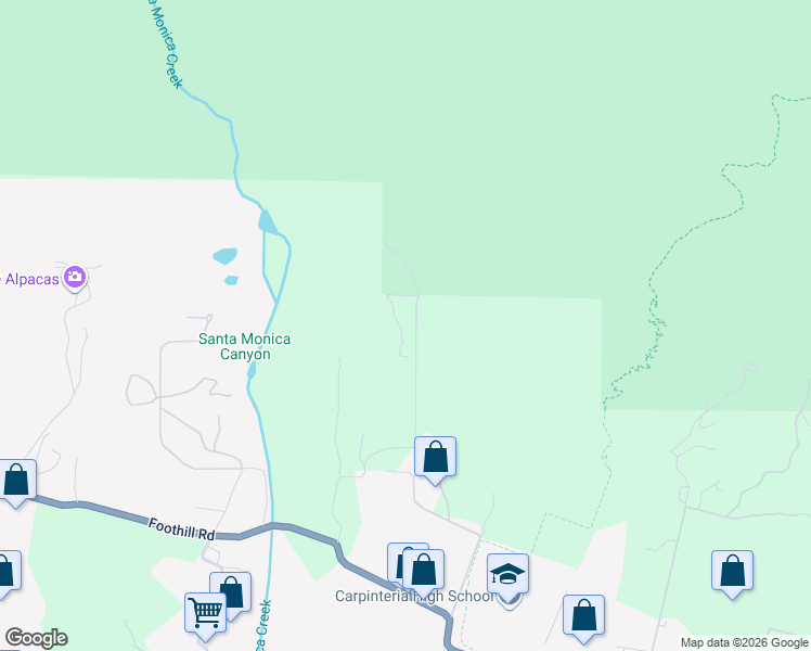 map of restaurants, bars, coffee shops, grocery stores, and more near 4488 Foothill Road in Carpinteria