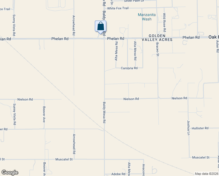 map of restaurants, bars, coffee shops, grocery stores, and more near 9735 Elsinore Road in Hesperia