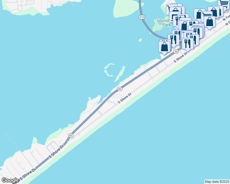 map of restaurants, bars, coffee shops, grocery stores, and more near in Topsail Beach