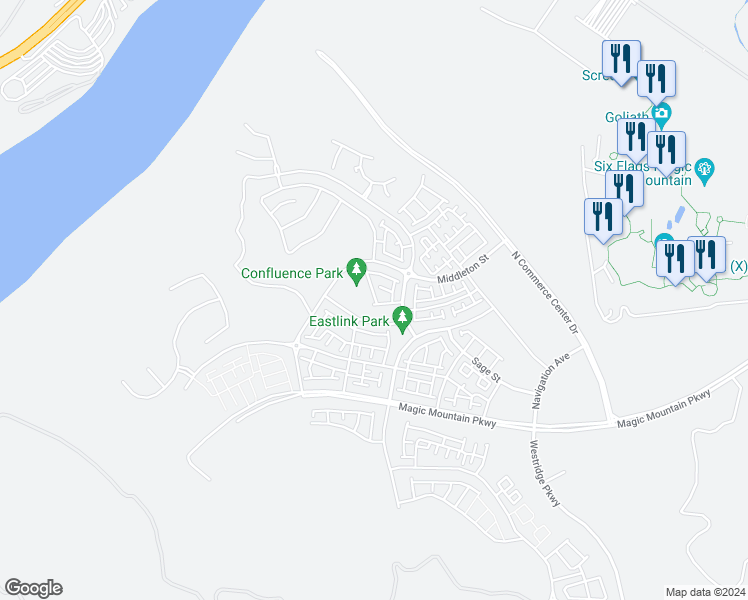 map of restaurants, bars, coffee shops, grocery stores, and more near 27555 Sanctuary Court in Los Angeles County