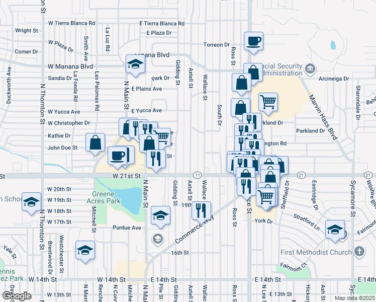 map of restaurants, bars, coffee shops, grocery stores, and more near 2216 Axtell Street in Clovis