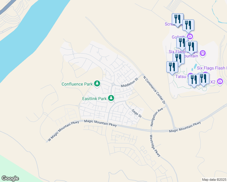 map of restaurants, bars, coffee shops, grocery stores, and more near 27575 Blackbird Court in Los Angeles County