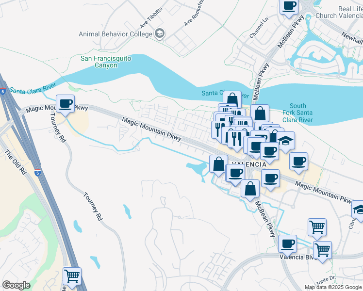 map of restaurants, bars, coffee shops, grocery stores, and more near 26900 Cezanne Lane in Santa Clarita