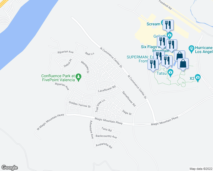 map of restaurants, bars, coffee shops, grocery stores, and more near 27009 Hummingbird Lane in Los Angeles County