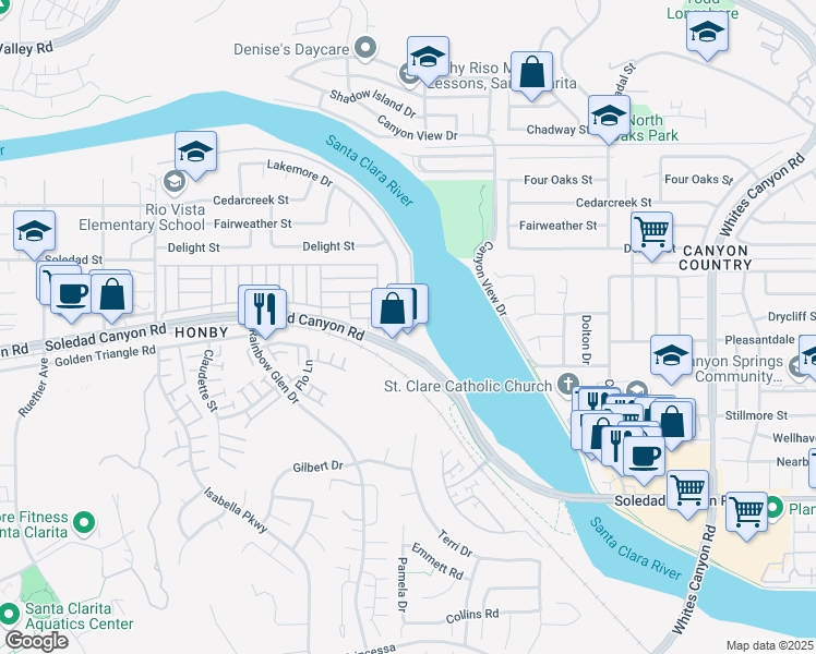 map of restaurants, bars, coffee shops, grocery stores, and more near 27048 Langside Avenue in Santa Clarita