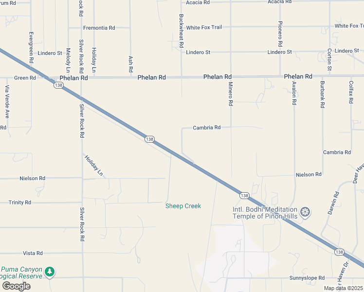 map of restaurants, bars, coffee shops, grocery stores, and more near Elsinore Road in Piñon Hills