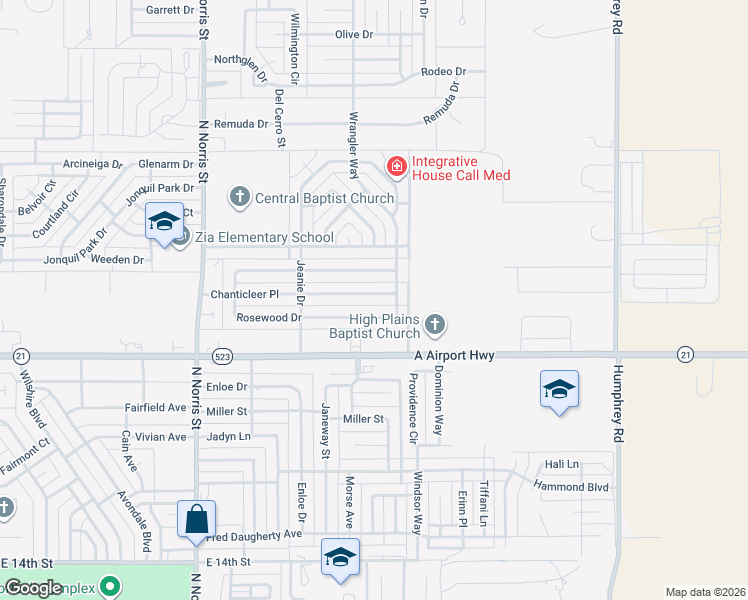 map of restaurants, bars, coffee shops, grocery stores, and more near 1121 Rosewood Drive in Clovis