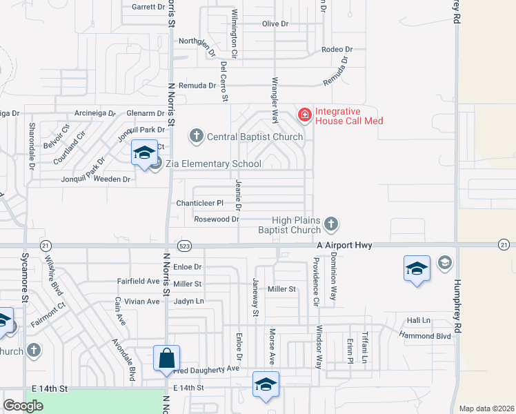 map of restaurants, bars, coffee shops, grocery stores, and more near 1017 Rosewood Drive in Clovis