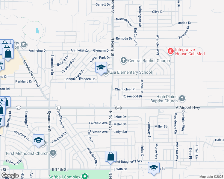 map of restaurants, bars, coffee shops, grocery stores, and more near 2298 North Norris Street in Clovis