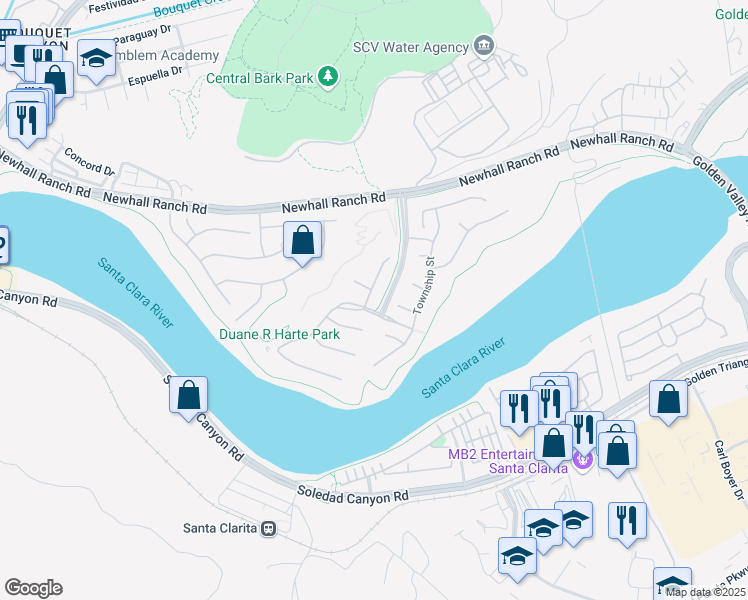 map of restaurants, bars, coffee shops, grocery stores, and more near 26454 Woodstone Place in Santa Clarita