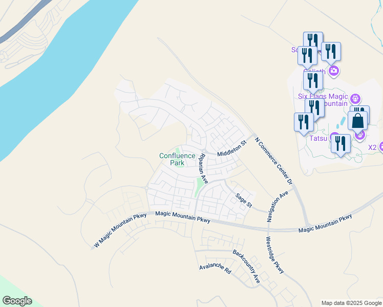 map of restaurants, bars, coffee shops, grocery stores, and more near 27136 Valley Oak Place in Los Angeles County
