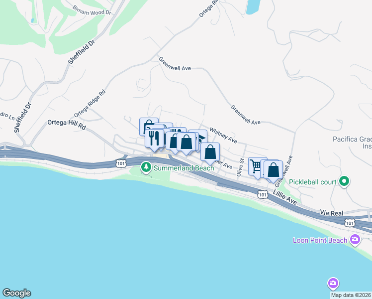 map of restaurants, bars, coffee shops, grocery stores, and more near in Summerland