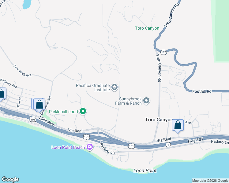 map of restaurants, bars, coffee shops, grocery stores, and more near 249 Lambert Road in Carpinteria