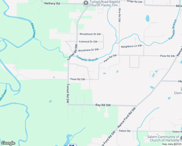 map of restaurants, bars, coffee shops, grocery stores, and more near 2050 Westwood Road Southwest in Hartselle