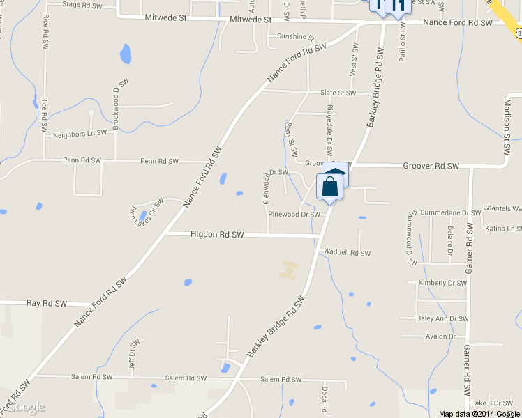 map of restaurants, bars, coffee shops, grocery stores, and more near 2105 Glenwood Dr SW in Hartselle