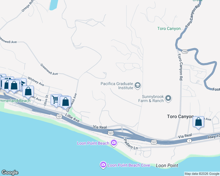 map of restaurants, bars, coffee shops, grocery stores, and more near 2138 Vista Oceano Lane in Carpinteria