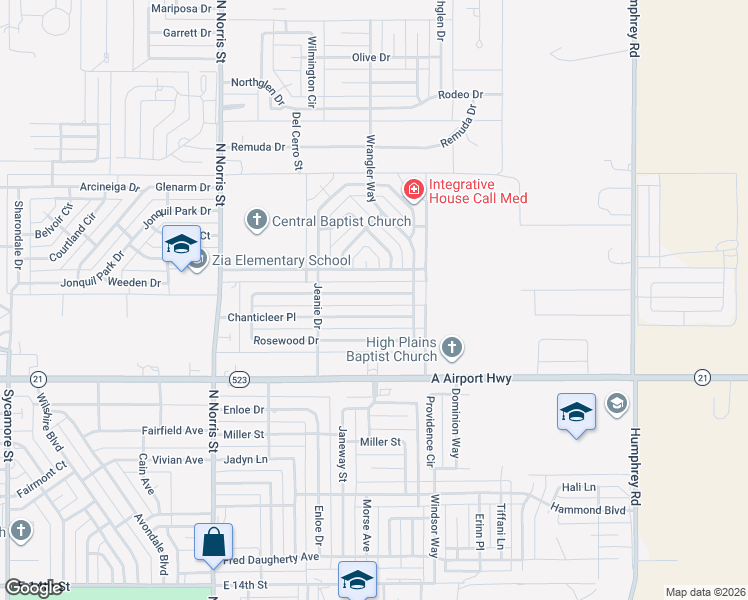 map of restaurants, bars, coffee shops, grocery stores, and more near 1121 Rosewood Drive in Clovis