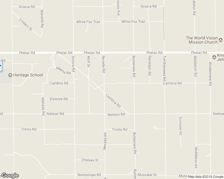 map of restaurants, bars, coffee shops, grocery stores, and more near 7153 Cambria Road in Phelan