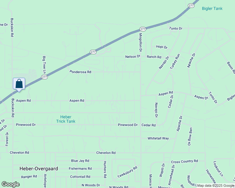 map of restaurants, bars, coffee shops, grocery stores, and more near 3074 Aspen Road in Heber-Overgaard