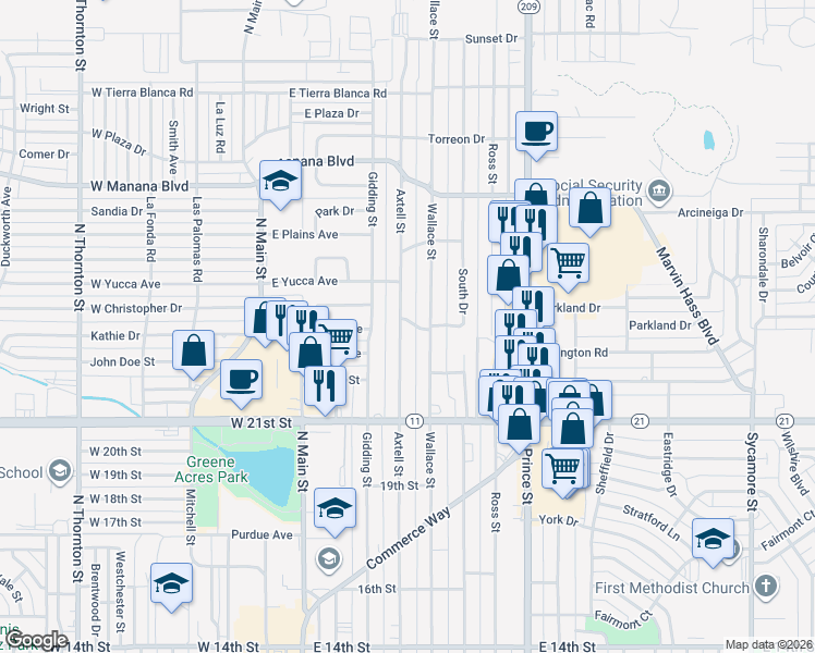map of restaurants, bars, coffee shops, grocery stores, and more near 2317 Axtell Street in Clovis