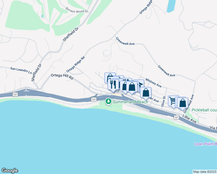 map of restaurants, bars, coffee shops, grocery stores, and more near 2211 Lillie Avenue in Summerland