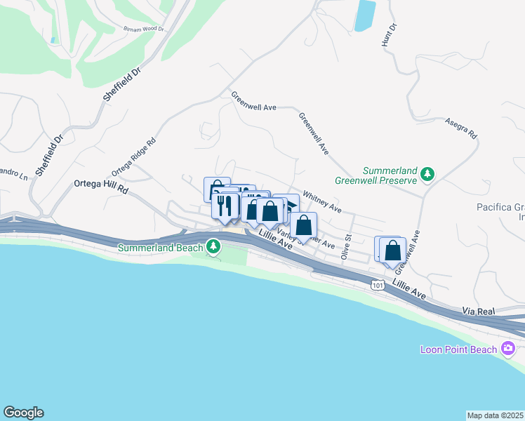map of restaurants, bars, coffee shops, grocery stores, and more near 2320 Banner Avenue in Summerland
