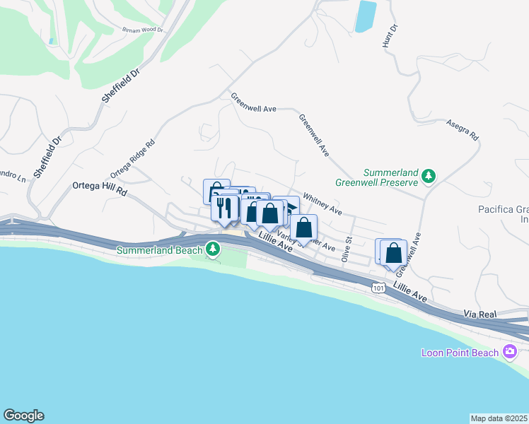 map of restaurants, bars, coffee shops, grocery stores, and more near 2320 Banner Avenue in Summerland