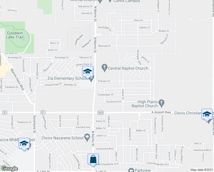 map of restaurants, bars, coffee shops, grocery stores, and more near 804 Rosewood Drive in Clovis