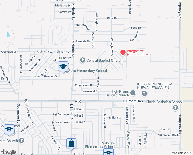 map of restaurants, bars, coffee shops, grocery stores, and more near 916 Rosewood Drive in Clovis