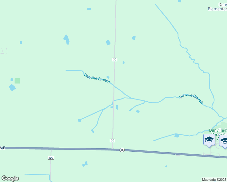 map of restaurants, bars, coffee shops, grocery stores, and more near 483 County Road 30 in Danville