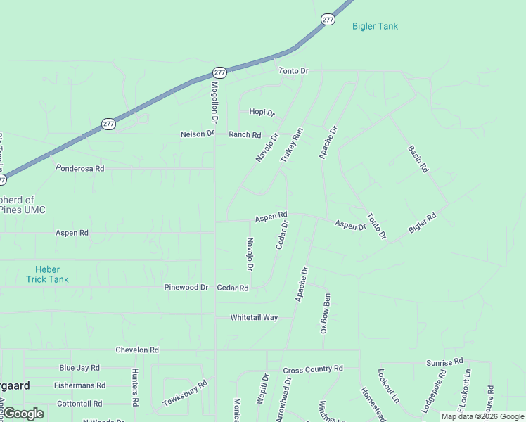 map of restaurants, bars, coffee shops, grocery stores, and more near 3126 Aspen Road in Heber-Overgaard