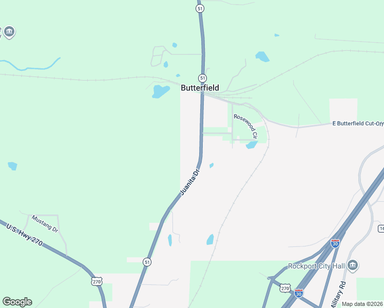 map of restaurants, bars, coffee shops, grocery stores, and more near 19497 Arkansas 51 in Rockport