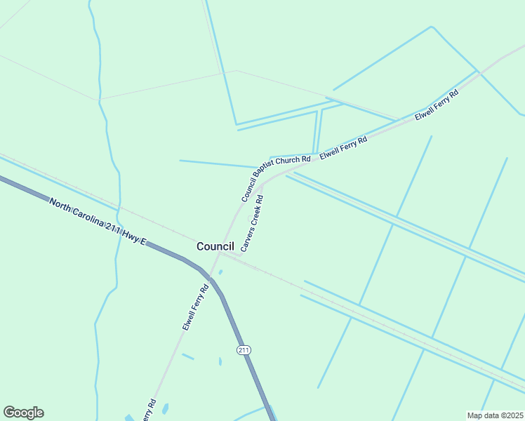 map of restaurants, bars, coffee shops, grocery stores, and more near 95 Carvers Creek Road in Council