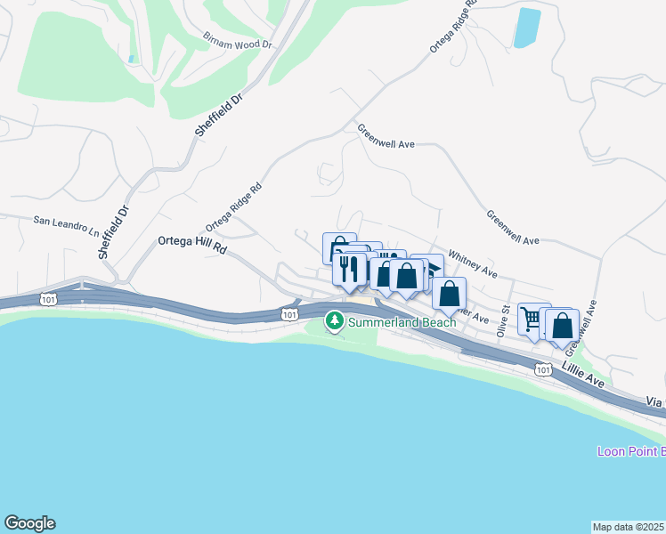 map of restaurants, bars, coffee shops, grocery stores, and more near 2201 Banner Avenue in Summerland