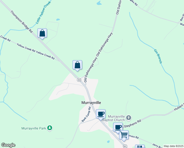 map of restaurants, bars, coffee shops, grocery stores, and more near 5650 Old Dahlonega Highway in Murrayville