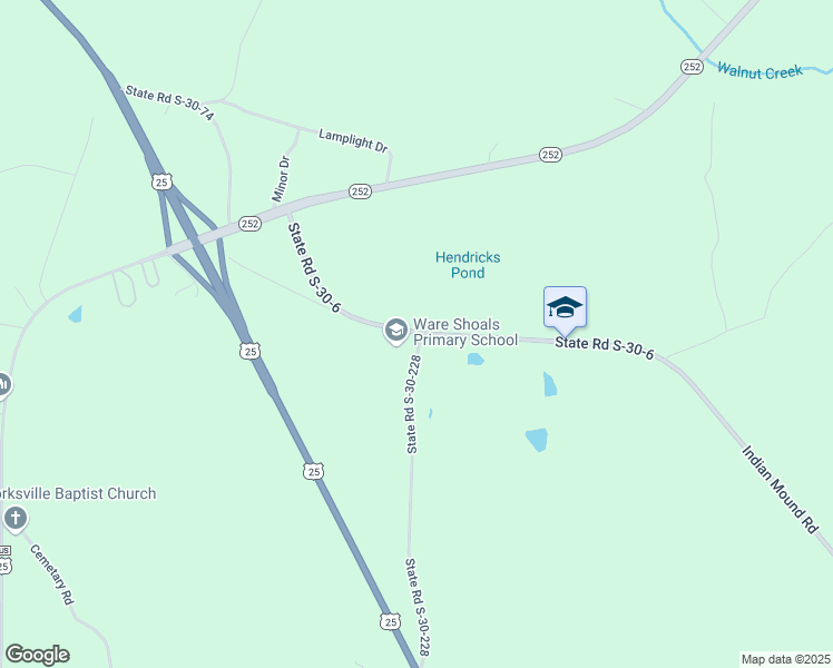 map of restaurants, bars, coffee shops, grocery stores, and more near 15269 Indian Mound Road in Ware Shoals