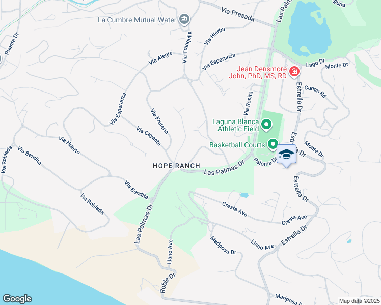 map of restaurants, bars, coffee shops, grocery stores, and more near 4356 Via Glorieta in Santa Barbara