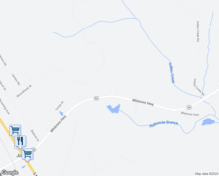map of restaurants, bars, coffee shops, grocery stores, and more near 65 Pinto Road in Joanna