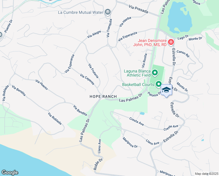 map of restaurants, bars, coffee shops, grocery stores, and more near 4356 Via Glorieta in Santa Barbara