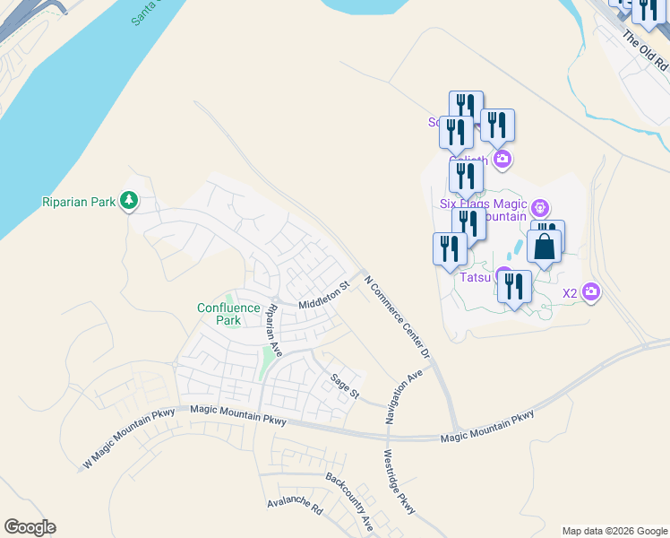 map of restaurants, bars, coffee shops, grocery stores, and more near 26912 West Winding Trail Court in Los Angeles County