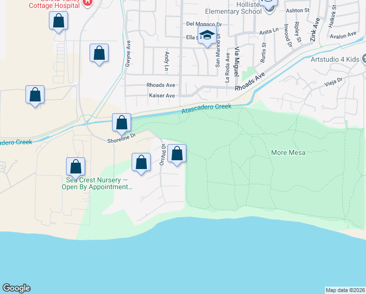 map of restaurants, bars, coffee shops, grocery stores, and more near 5162 Via Valverde in Santa Barbara