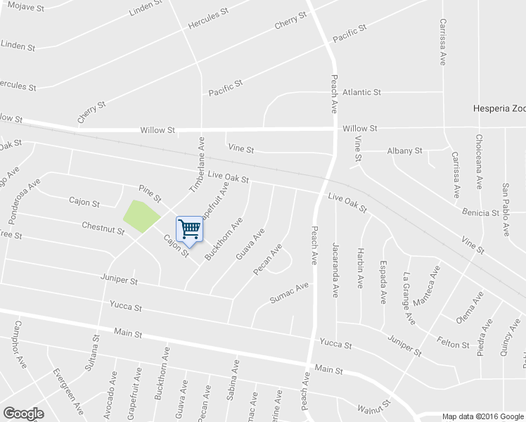 map of restaurants, bars, coffee shops, grocery stores, and more near 9472 Guava Avenue in Hesperia