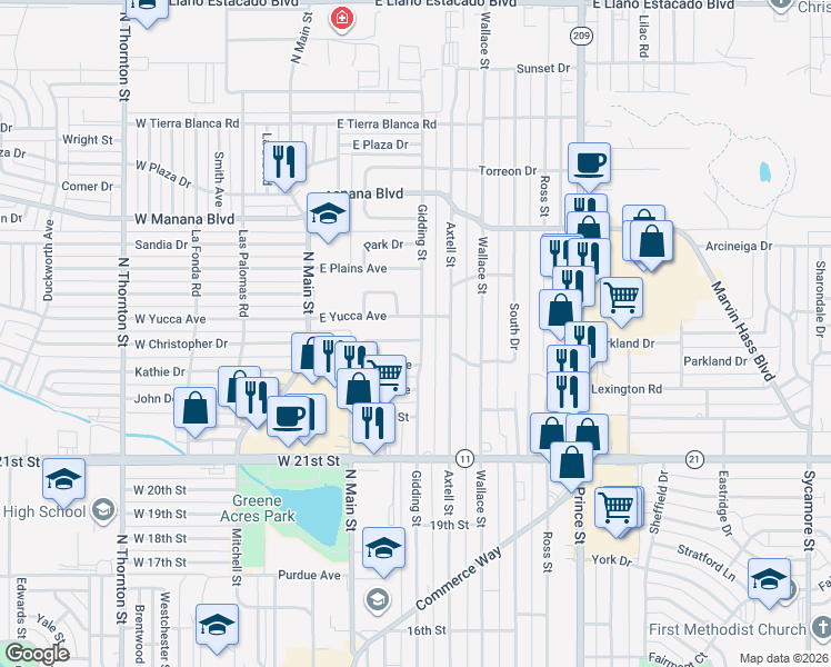 map of restaurants, bars, coffee shops, grocery stores, and more near 100 Highland Drive in Clovis