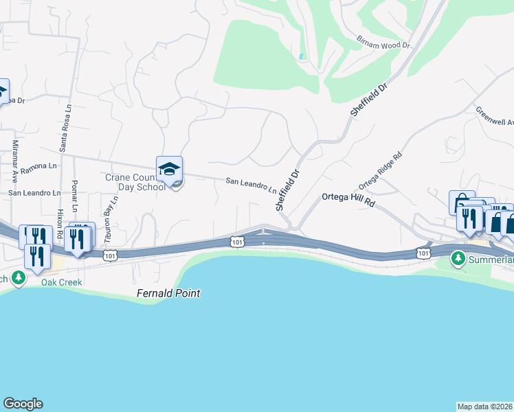 map of restaurants, bars, coffee shops, grocery stores, and more near 1938 North Jameson Lane in Montecito