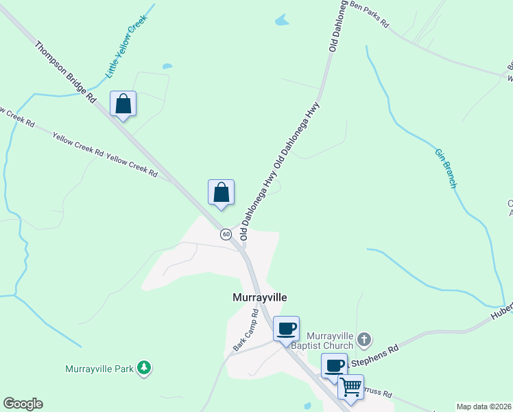 map of restaurants, bars, coffee shops, grocery stores, and more near 5664 Old Dahlonega Highway in Murrayville