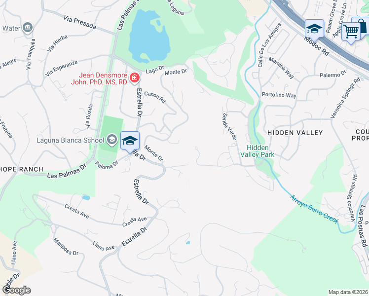 map of restaurants, bars, coffee shops, grocery stores, and more near 1014 Monte Drive in Santa Barbara